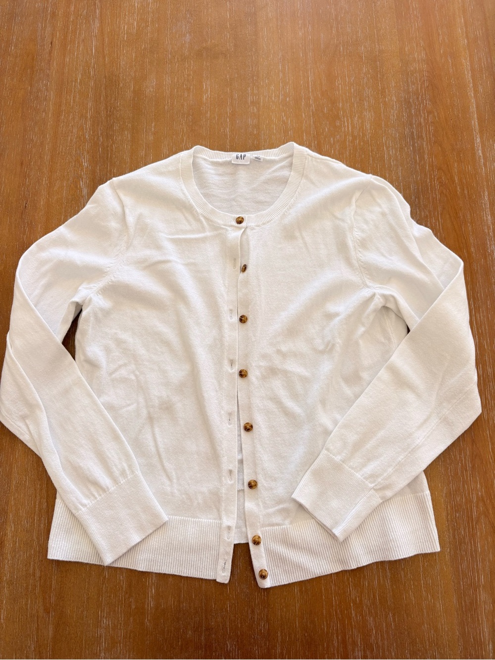 GAP Cream Crewneck Button-Front Cardigan